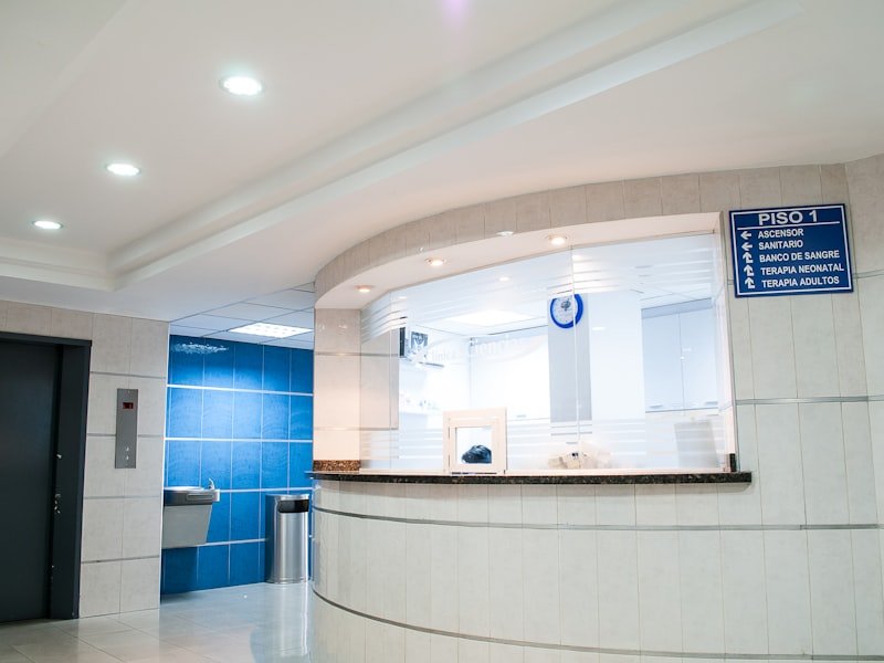 Modern hospital reception and waiting area
